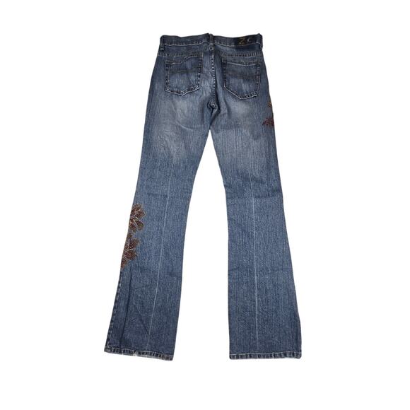 Z. Cavaricci Jeans Size 7 (28x32) Bootcut Embellished Beaded Floral Denim VTG - Picture 2 of 9